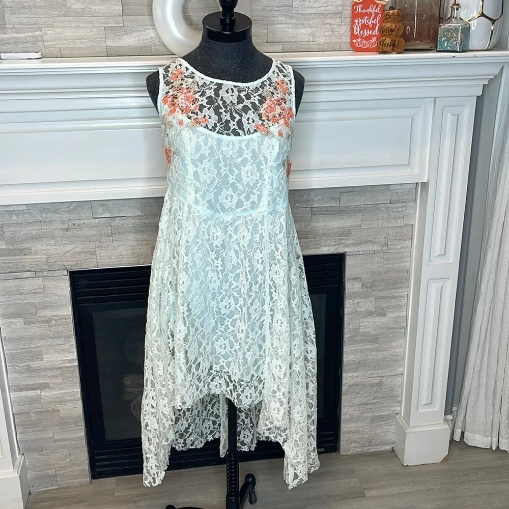 Free People Russian Nesting Doll Hi-Lo Lace Dress - Large